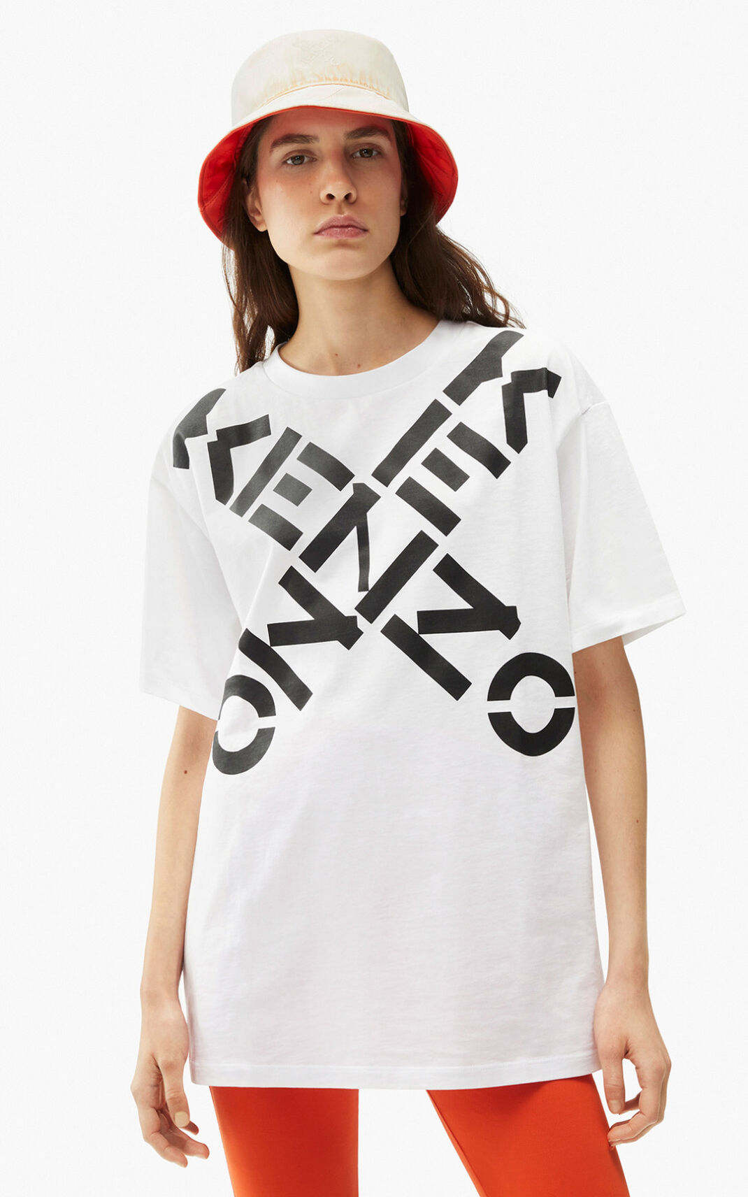 T Shirt Kenzo Femme Sport Big X oversized Blanche OYCUF-4291